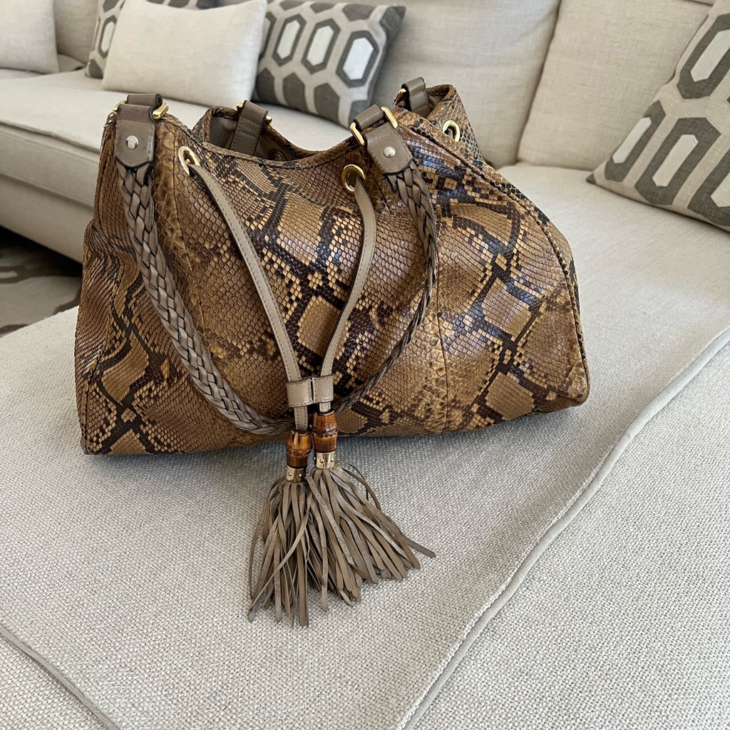 Gucci Leather Python Shoulder Bag
